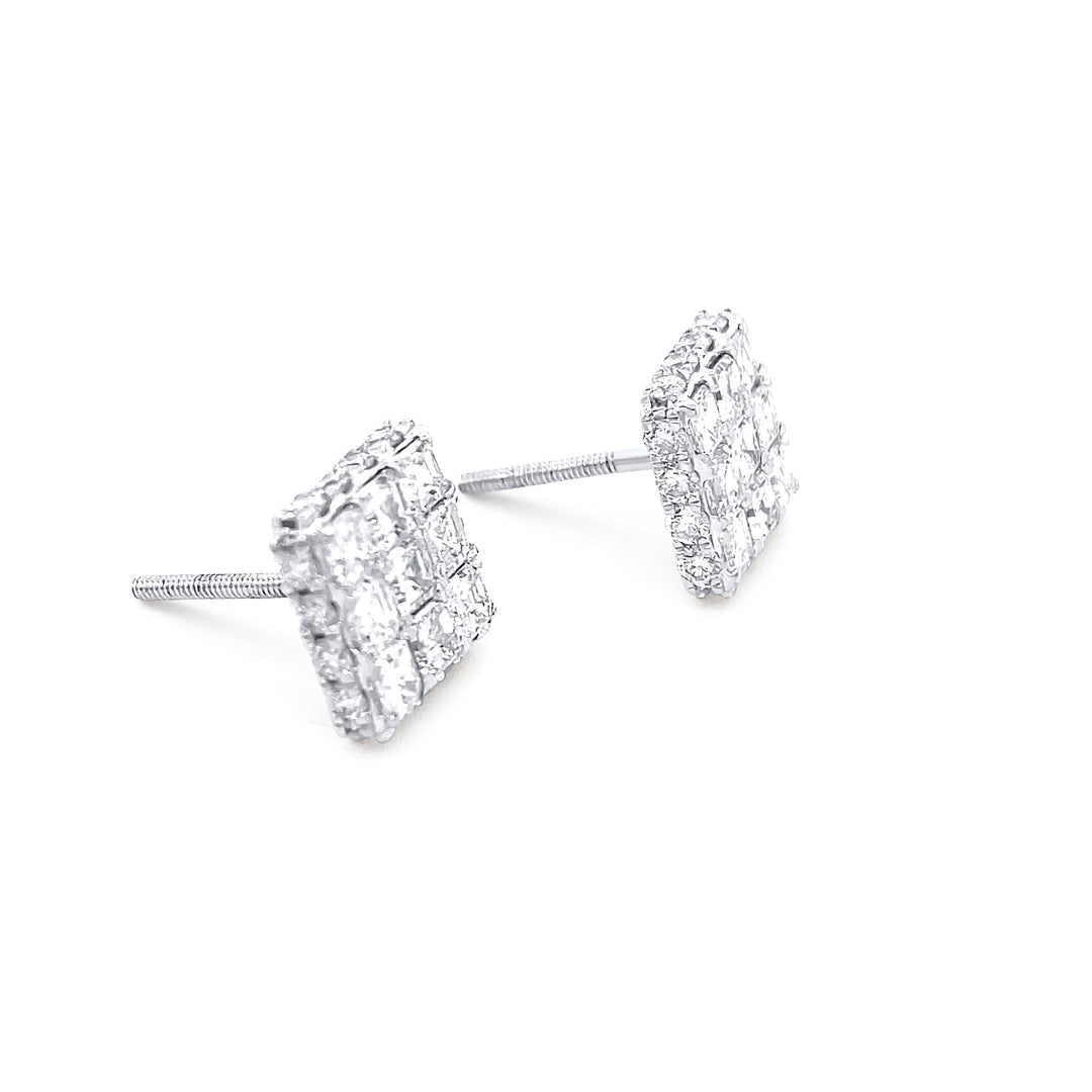 14K White Gold 2.03ctw Diamond Earrings