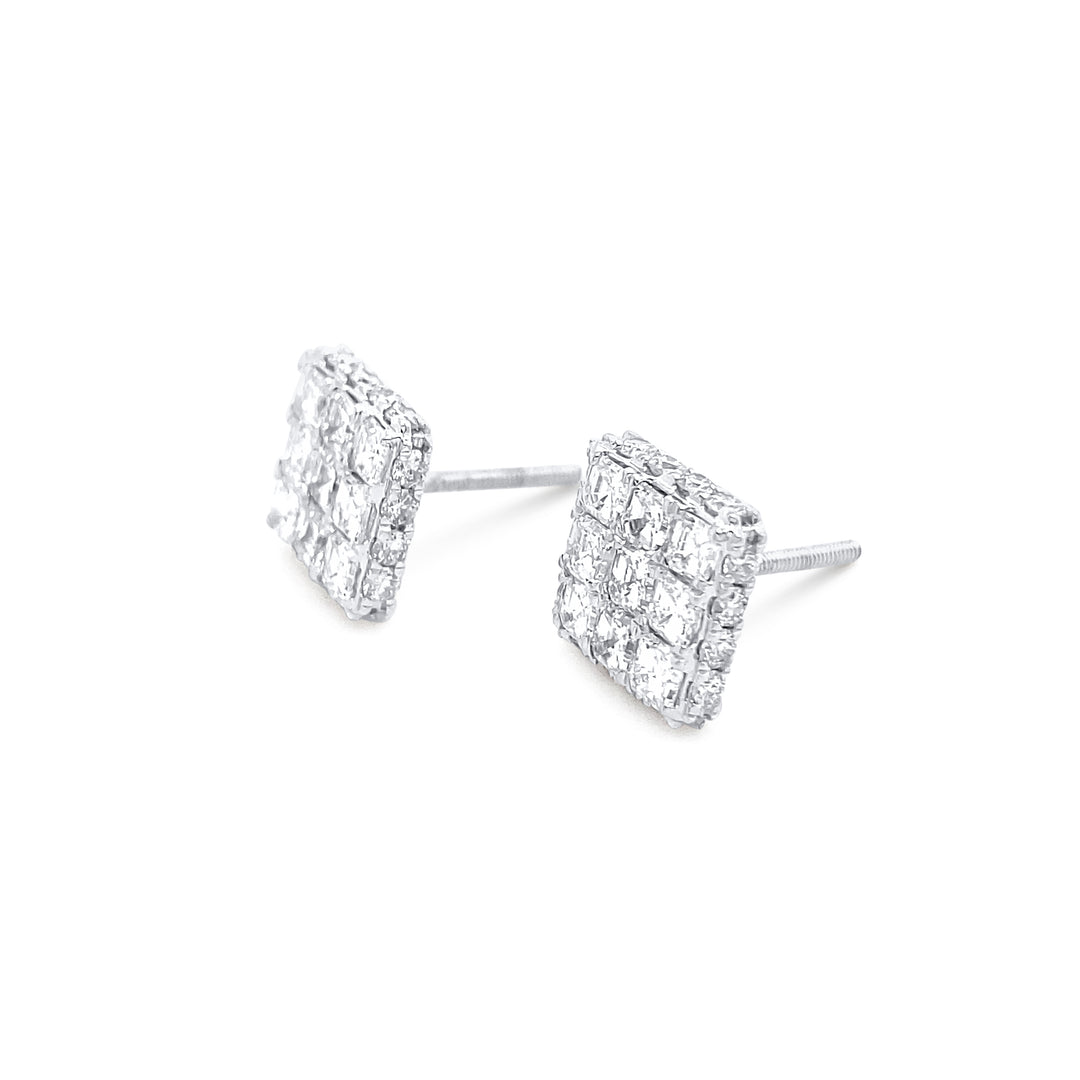 14K White Gold 2.03ctw Diamond Earrings