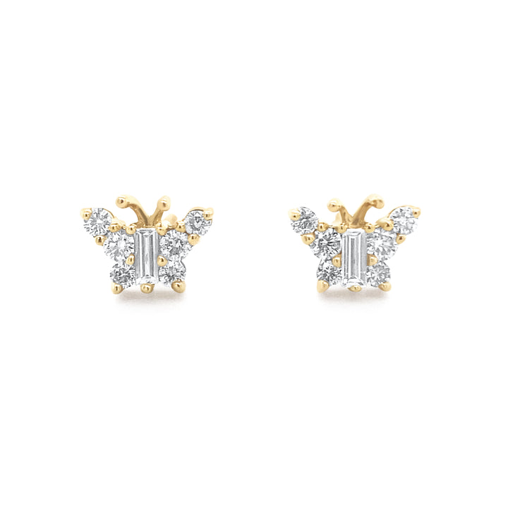 14K Yellow Gold .50ctw Diamond Butterfly Earrings