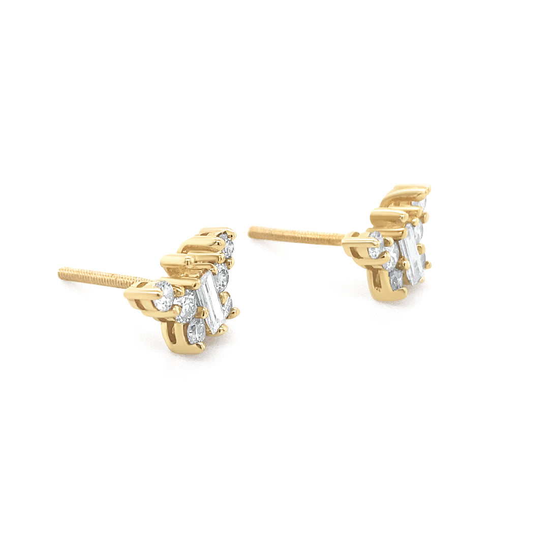 14K Yellow Gold .50ctw Diamond Butterfly Earrings