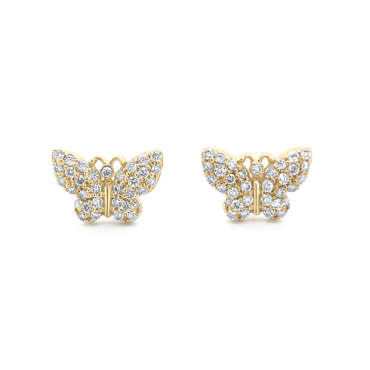 14K Yellow Gold .50ctw Diamond Butterfly Earrings