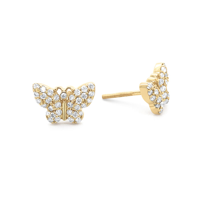 14K Yellow Gold .50ctw Diamond Butterfly Earrings