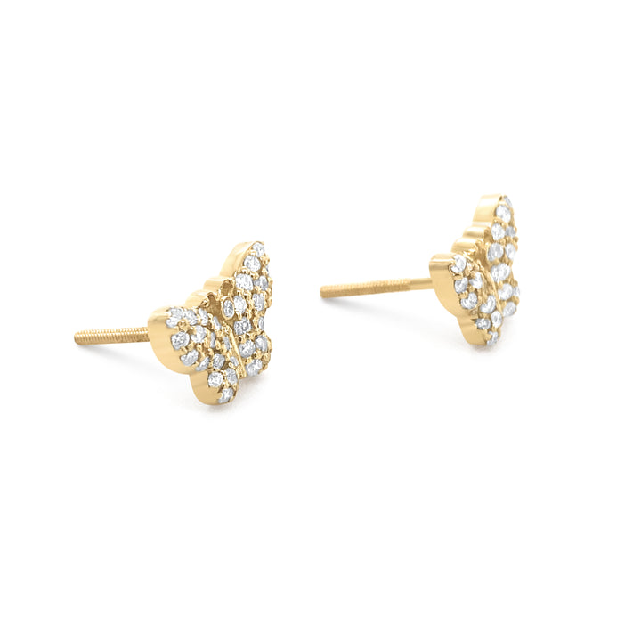 14K Yellow Gold .50ctw Diamond Butterfly Earrings