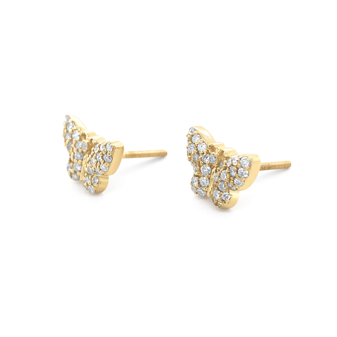 14K Yellow Gold .50ctw Diamond Butterfly Earrings