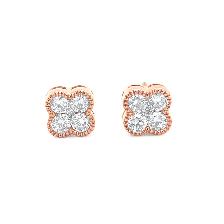 14K Rose Gold .98ctw Diamond Earrings