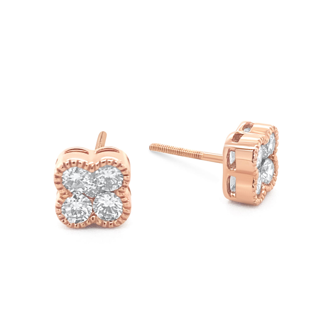 14K Rose Gold .98ctw Diamond Earrings