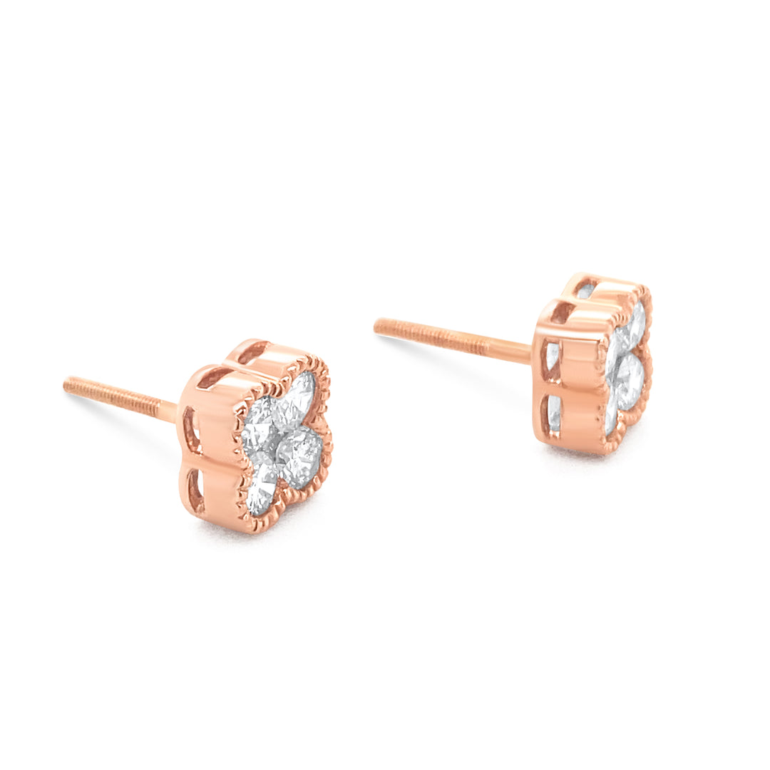 14K Rose Gold .98ctw Diamond Earrings