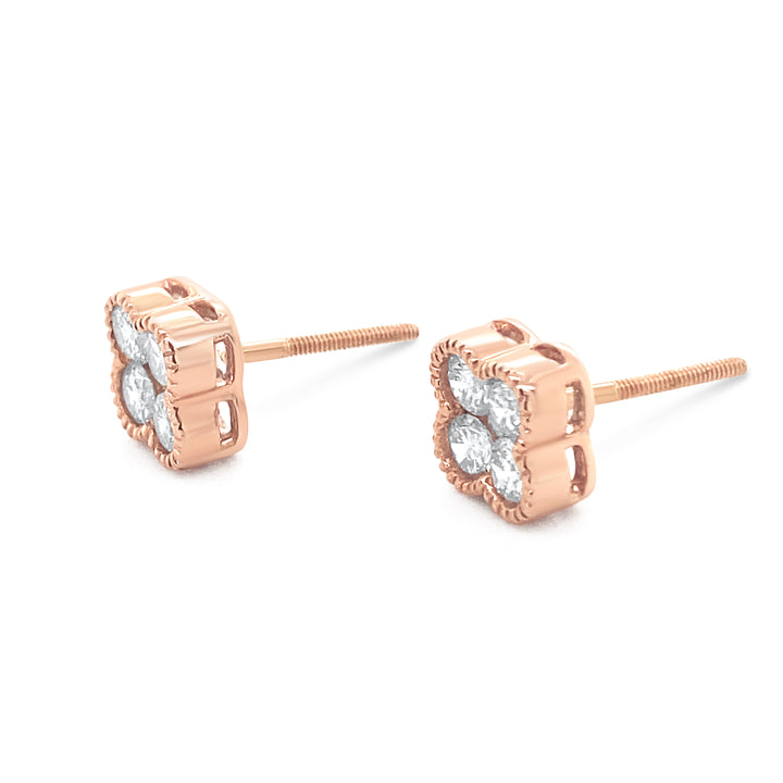 14K Rose Gold .98ctw Diamond Earrings