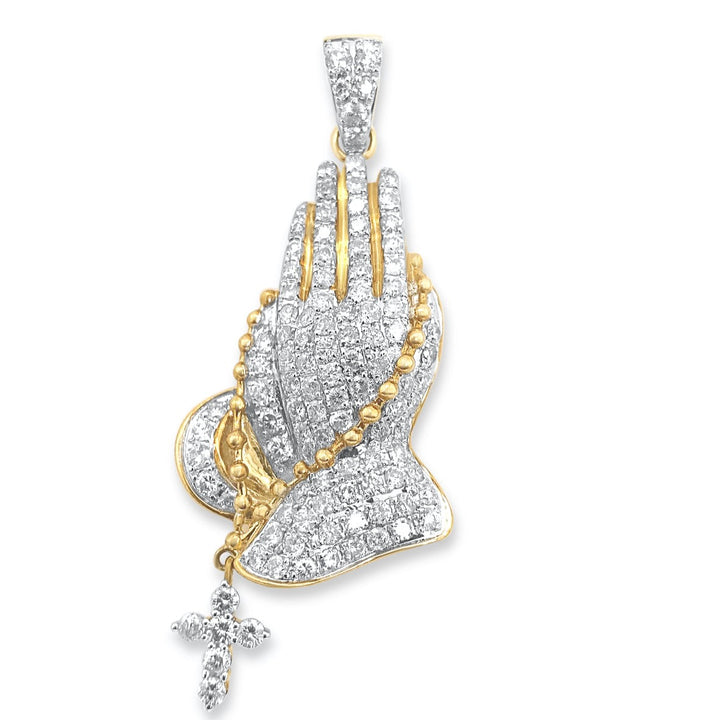 10K Yellow Gold & Diamond Praying Hands Pendant