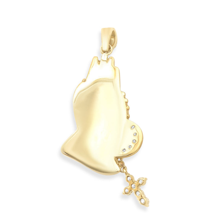 10K Yellow Gold & Diamond Praying Hands Pendant