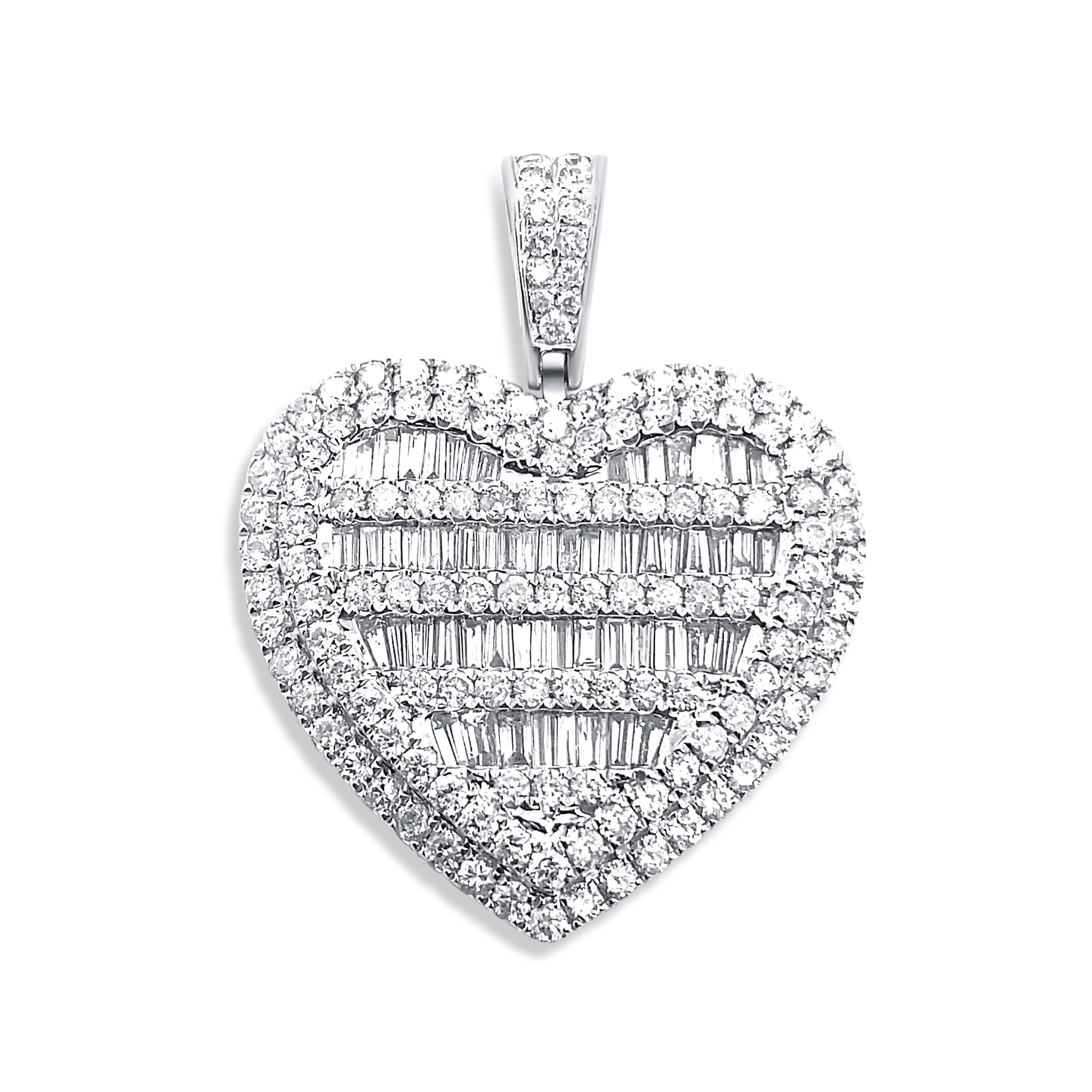 14k White factory Gold Heart Pendant With Diamonds