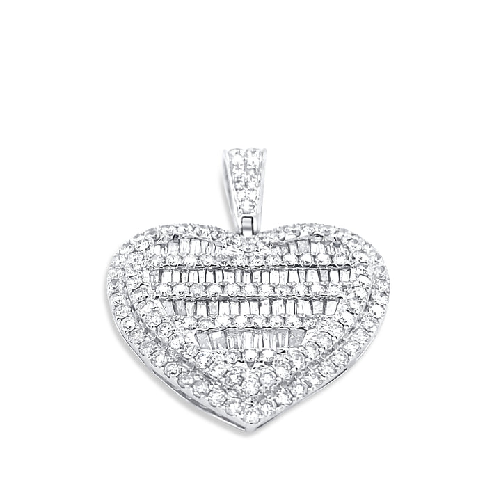 14K White Gold & Diamond Heart Pendant