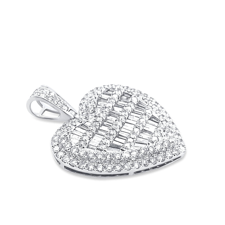 14K White Gold & Diamond Heart Pendant