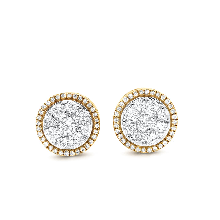 10K Two-Tone Yellow & White Gold 1.01ctw Diamond Earrings