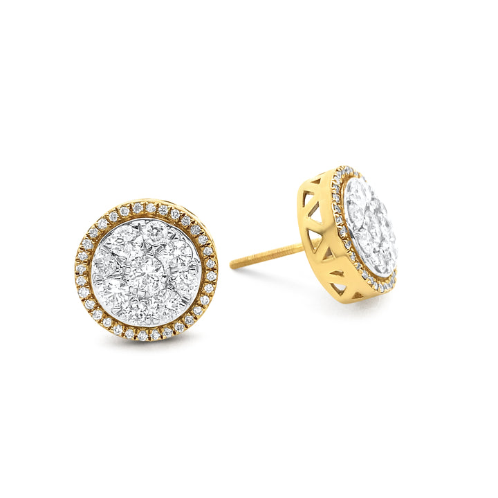 10K Two-Tone Yellow & White Gold 1.01ctw Diamond Earrings