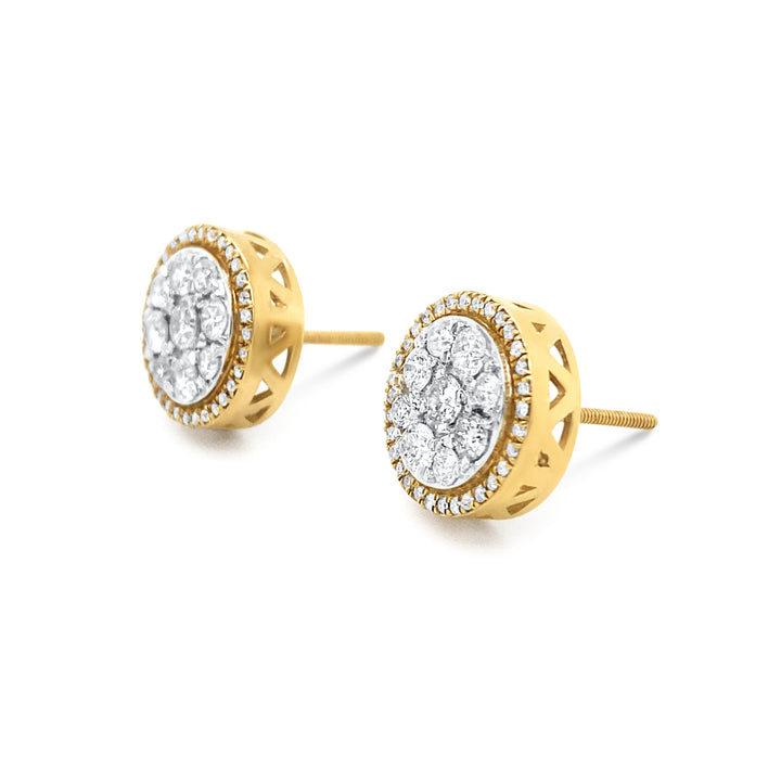 10K Two-Tone Yellow & White Gold 1.01ctw Diamond Earrings