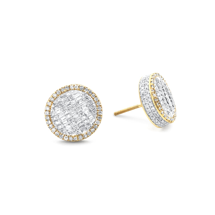 10K Two-Tone Yellow & White Gold 1.08ctw Diamond Earrings