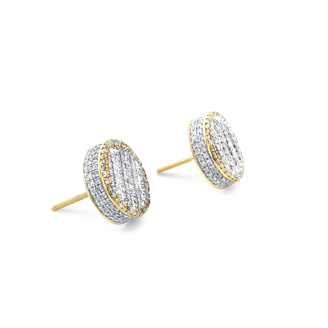 10K Two-Tone Yellow & White Gold 1.08ctw Diamond Earrings