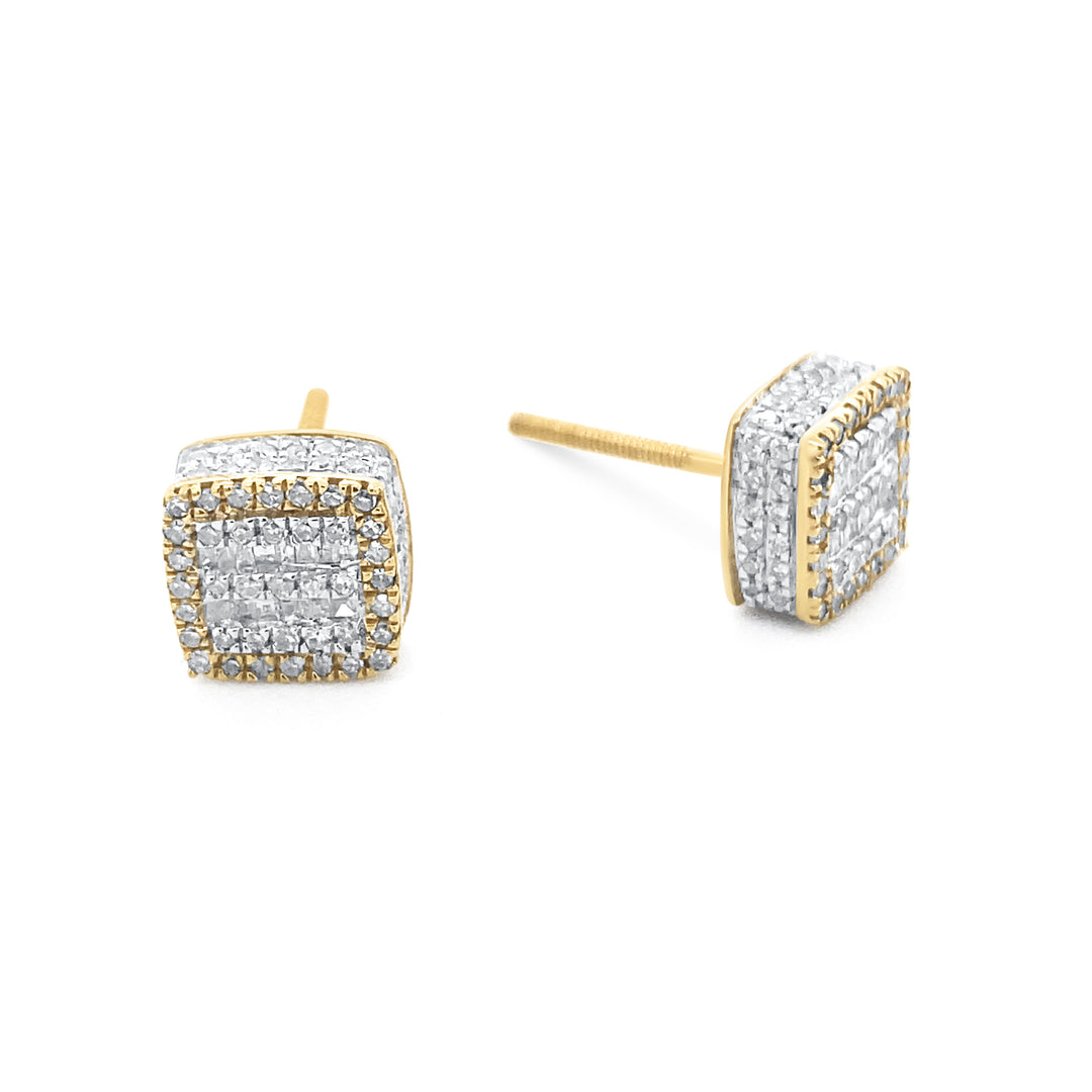 10K Two-Tone Yellow & White Gold .60ctw Diamond Earrings