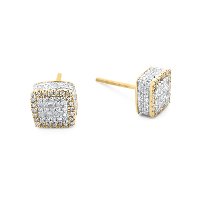 10K Two-Tone Yellow & White Gold .60ctw Diamond Earrings