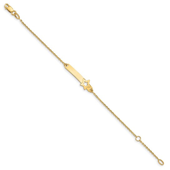 14K Children's Polished Star w/1in ext.  ID Bracelet