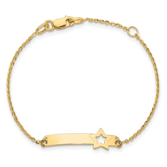 14K Children's Polished Star w/1in ext.  ID Bracelet