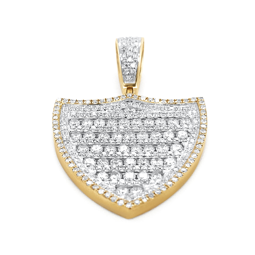 10K Yellow Gold & Diamond Shield Pendant