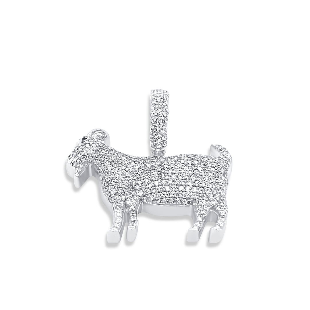 14K White Gold & Diamond Goat Pendant