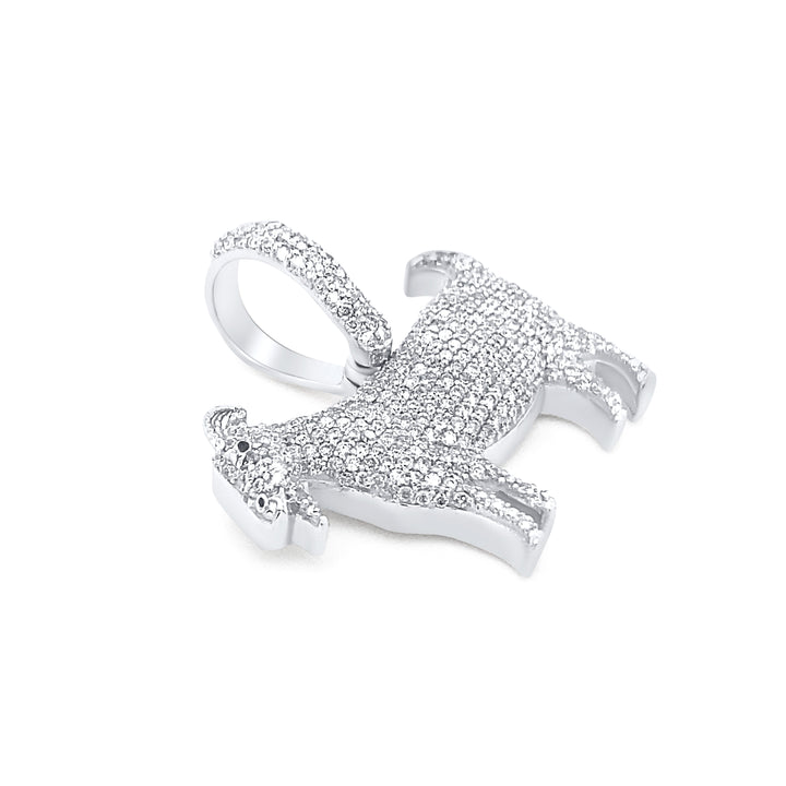 14K White Gold & Diamond Goat Pendant