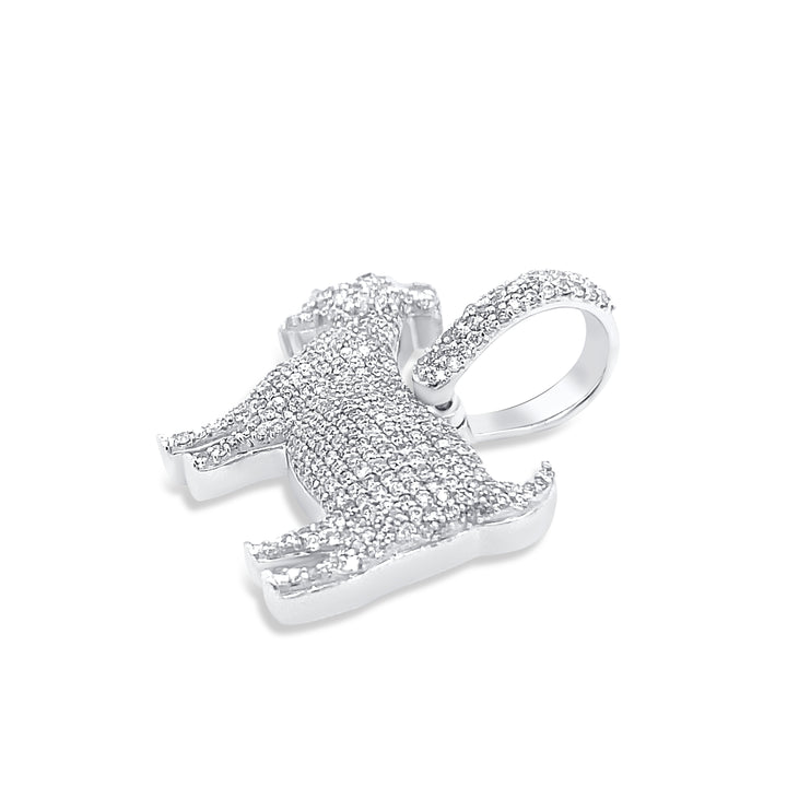 14K White Gold & Diamond Goat Pendant