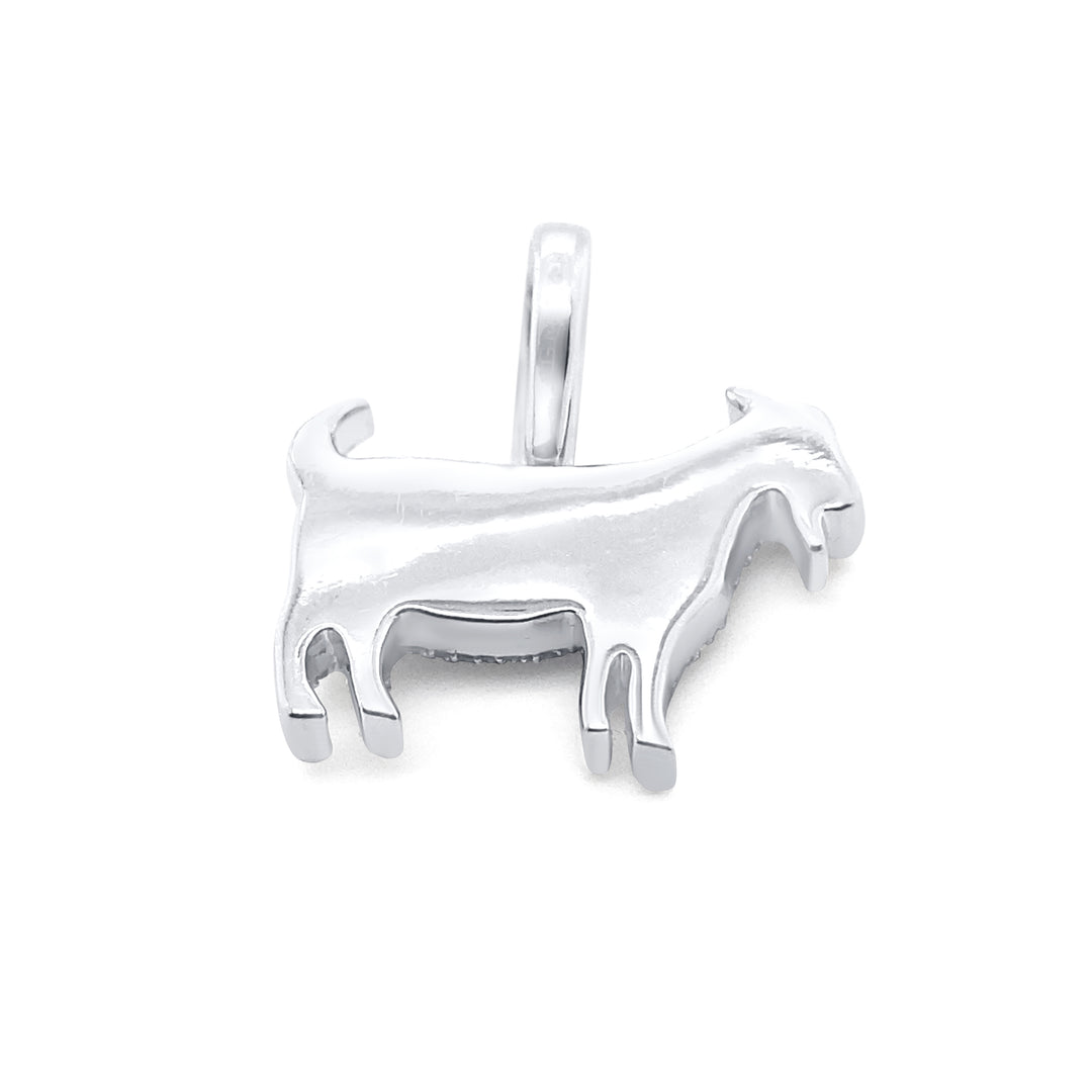 14K White Gold & Diamond Goat Pendant