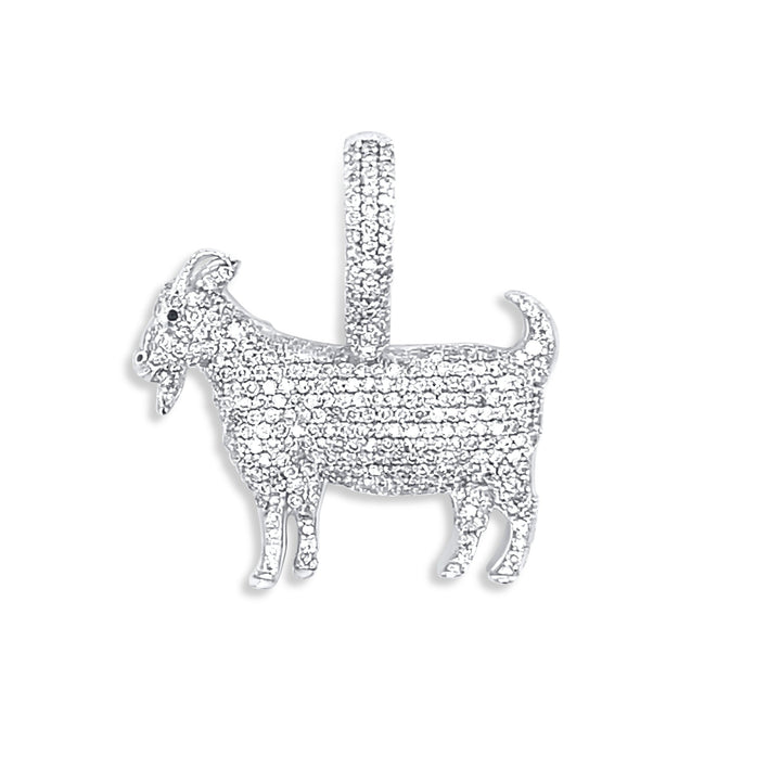 14K White Gold & Diamond Goat Pendant