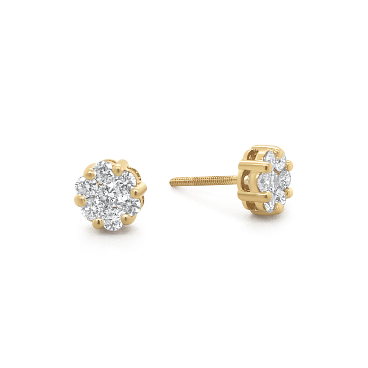 14K Yellow Gold .80ctw Diamond Earrings