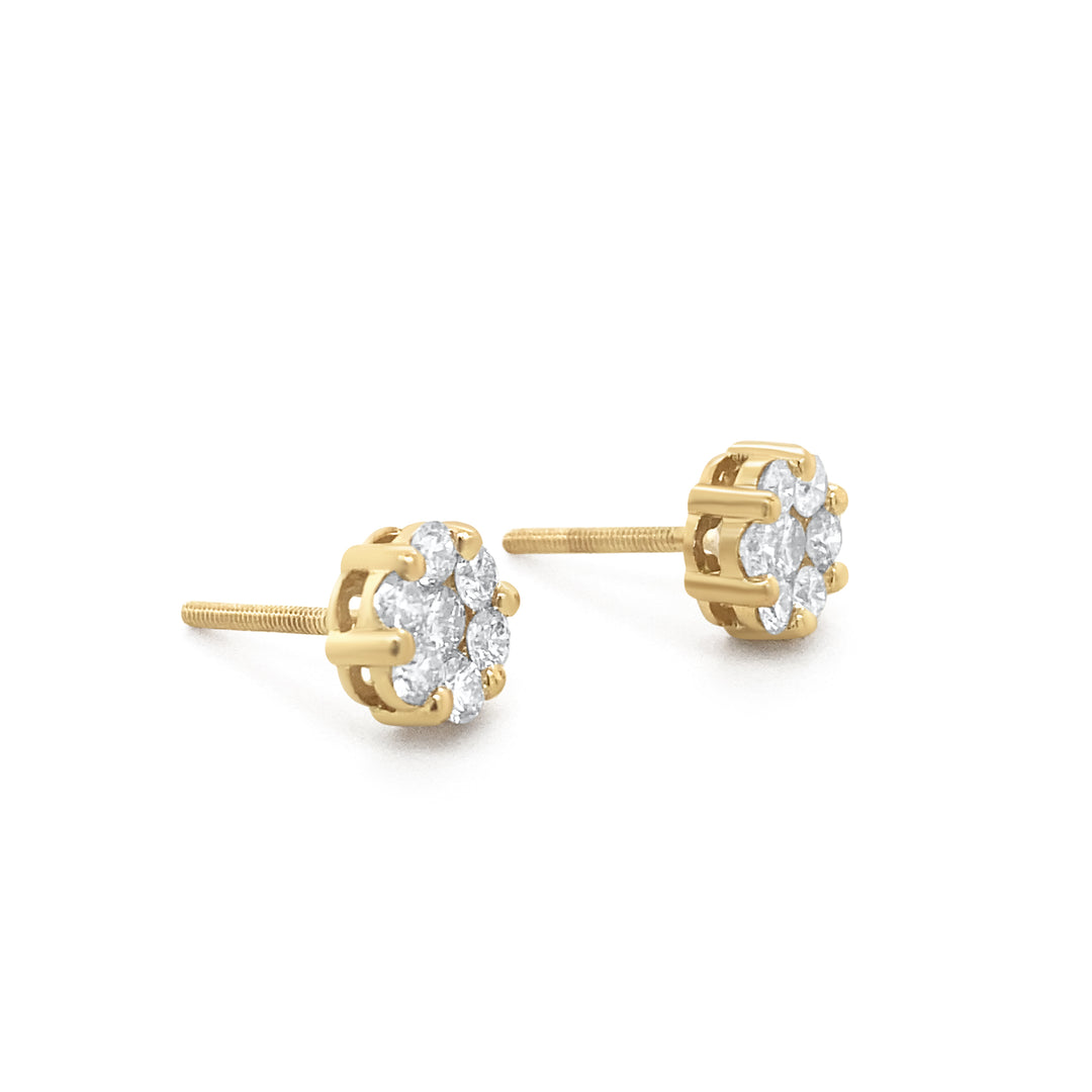 14K Yellow Gold .80ctw Diamond Earrings