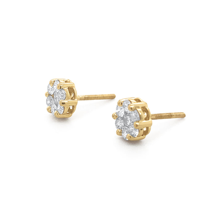 14K Yellow Gold .80ctw Diamond Earrings