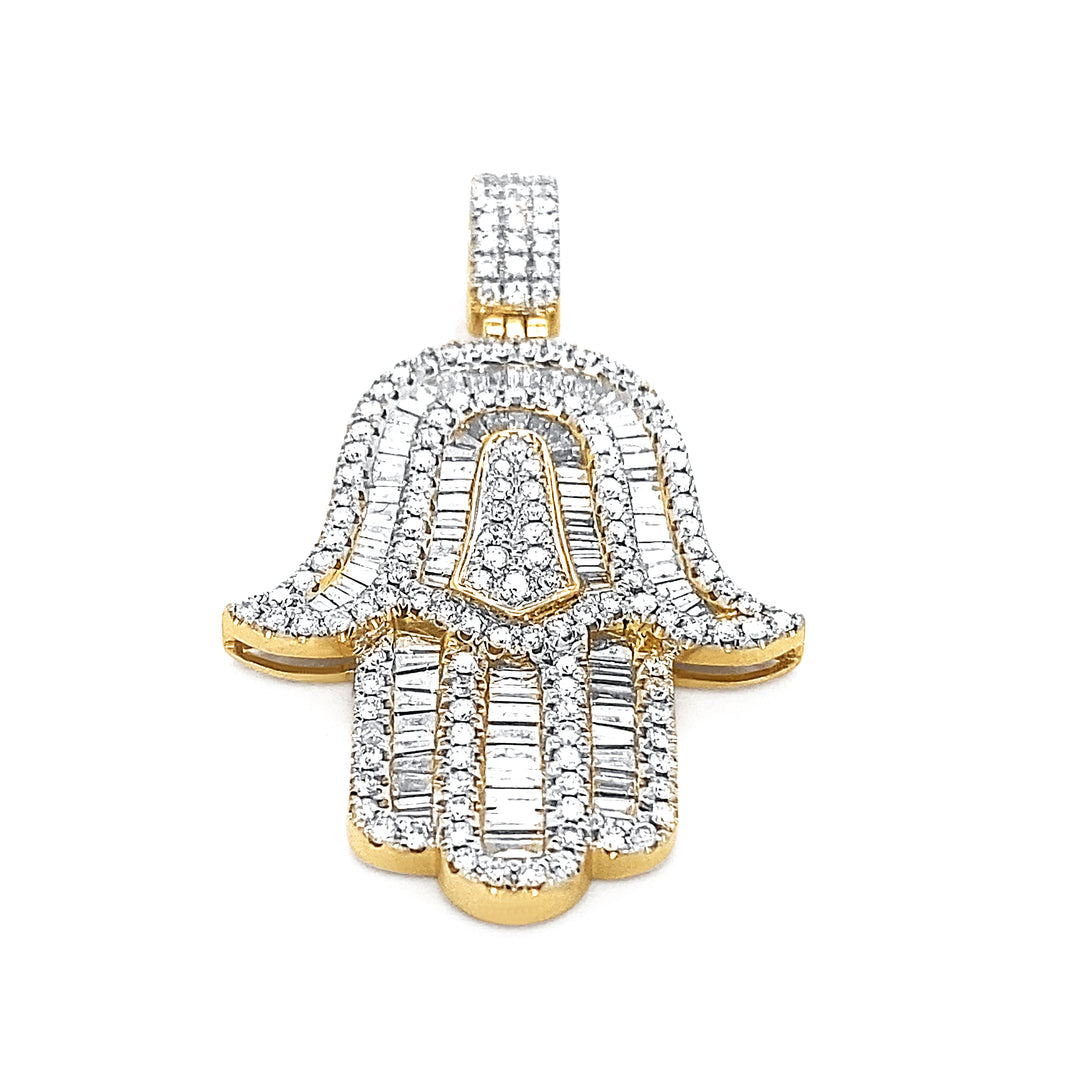 14K Yellow Gold & Diamond Hamsa Pendant