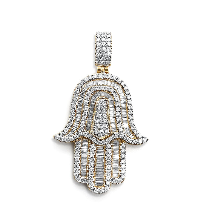 14K Yellow Gold & Diamond Hamsa Pendant