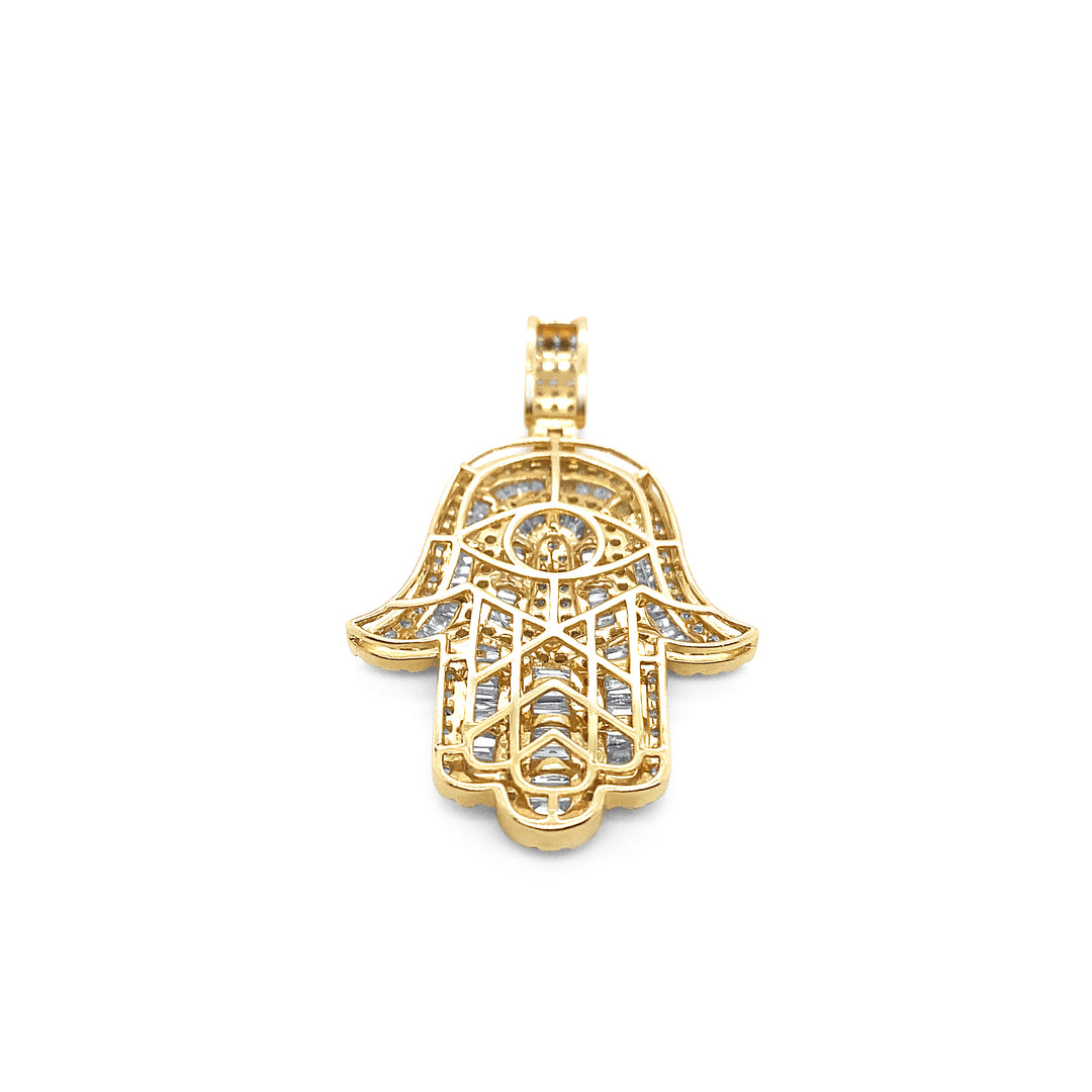 14K Yellow Gold & Diamond Hamsa Pendant