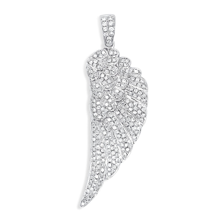 14K White Gold & Diamond Wing Pendant