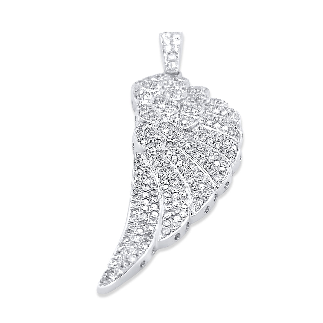 14K White Gold & Diamond Wing Pendant