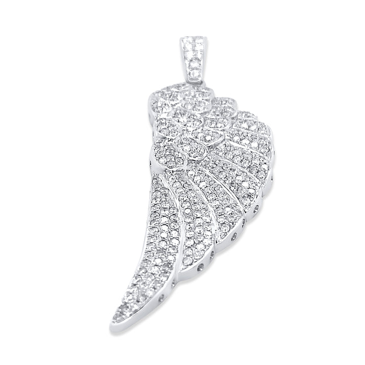 14K White Gold & Diamond Wing Pendant