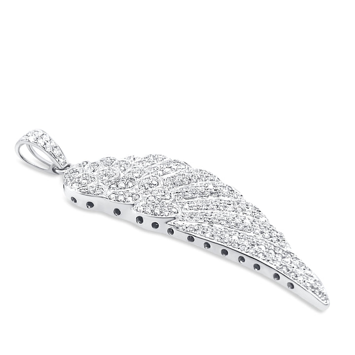 14K White Gold & Diamond Wing Pendant