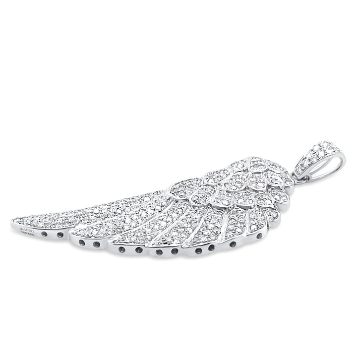 14K White Gold & Diamond Wing Pendant