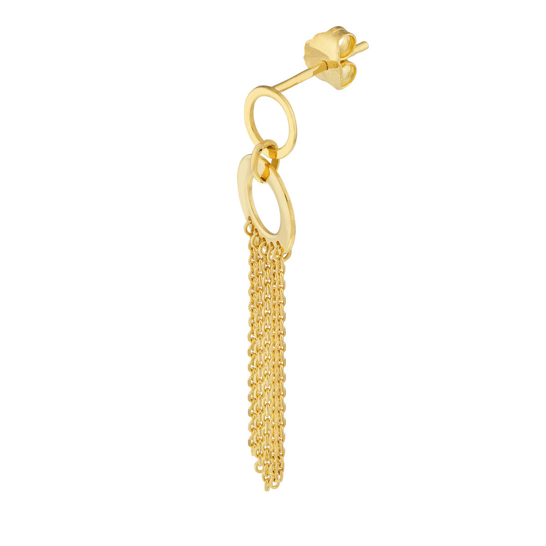 14K Door Knocker Earrings with Fringe Chain