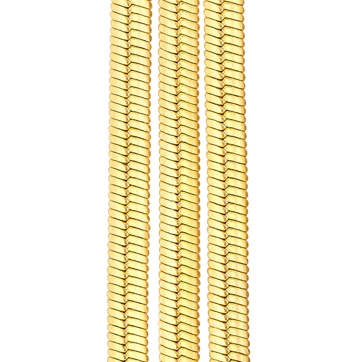 14K Ascending Triple Snake Chain Earrings