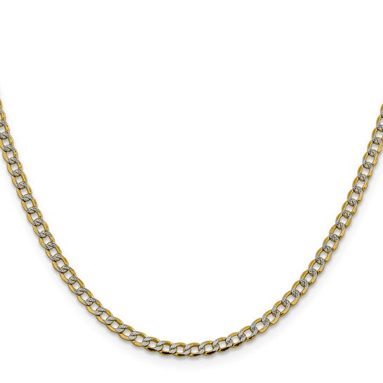 14k 3.4mm Semi-solid with Rhodium Pav‚ Curb Chain