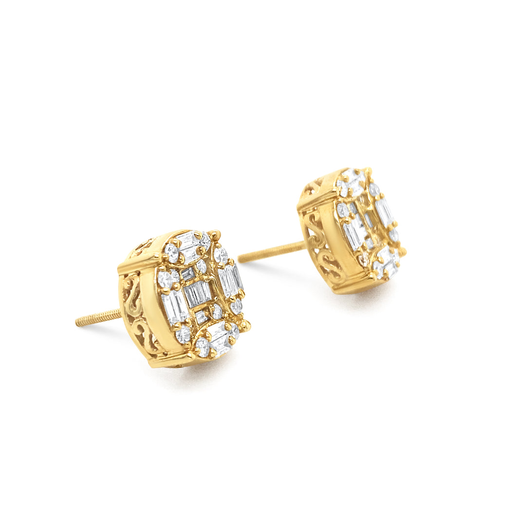 10K Yellow Gold 1.00ctw Diamond Earrings