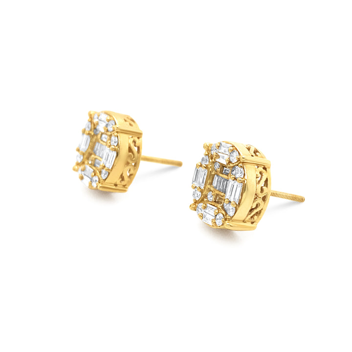 10K Yellow Gold 1.00ctw Diamond Earrings