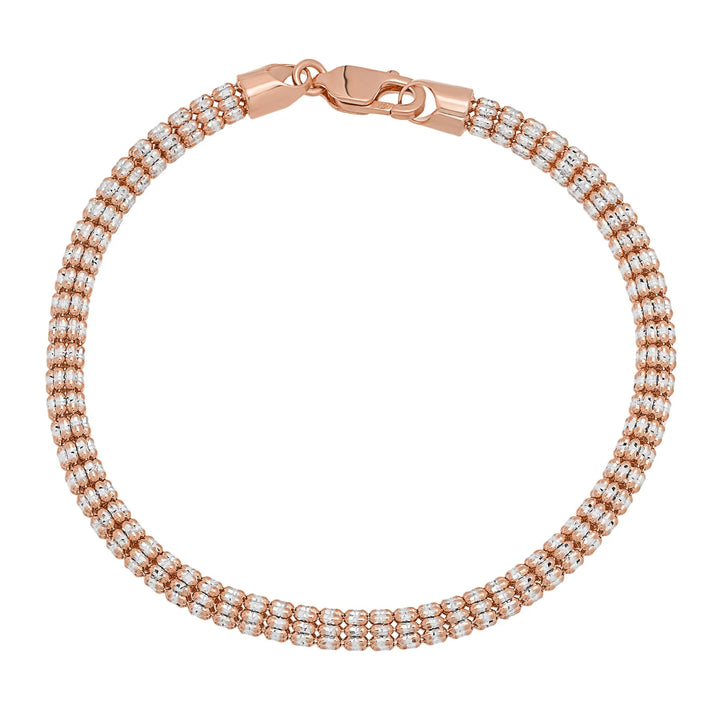 10K or 14K Rose Gold Ice Link Bracelet