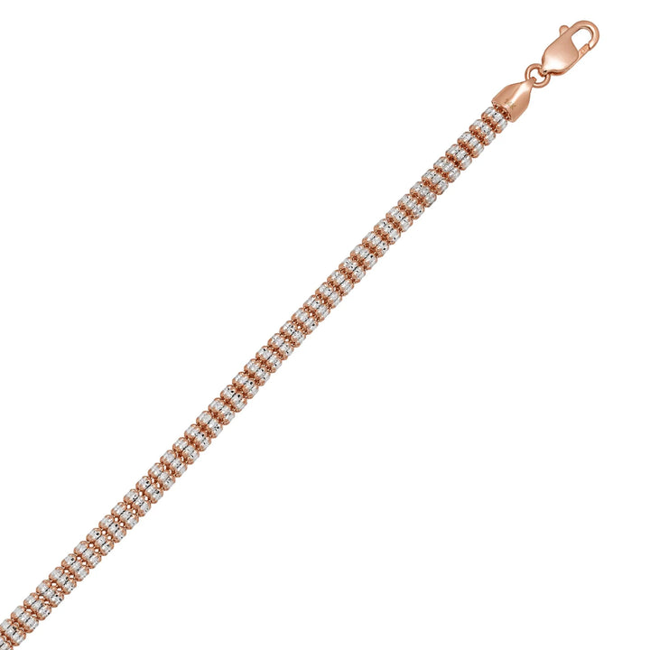 10K or 14K Rose Gold Ice Link Bracelet